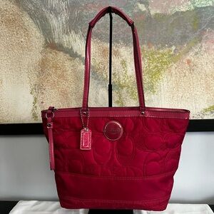 Coach Pink Raspberry Quilted Tote Bag
